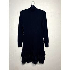 Venus turtle neck whimsigoth lace ruffle sweater dress womens small witchy fairy